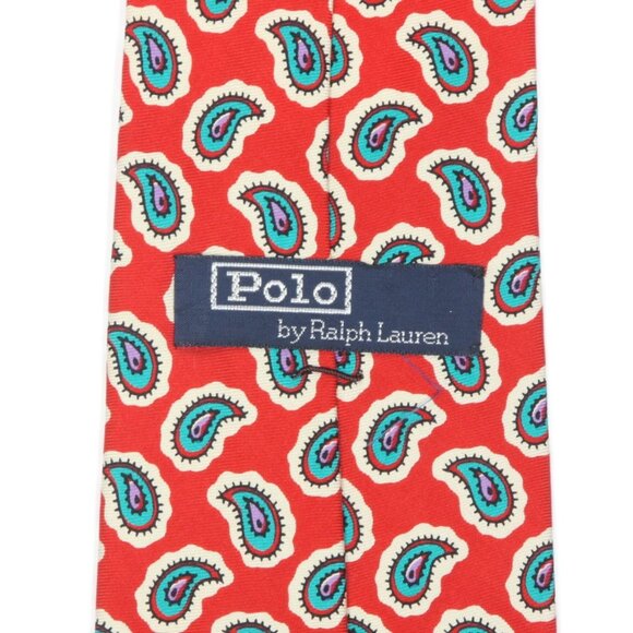 Polo Ralph Lauren Vibrant Red & Blue Paisley Men's Silk Neck Tie - Picture 3 of 4